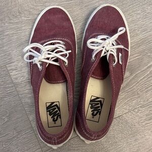 Vans Maroon Canvas Shoes with White Accents